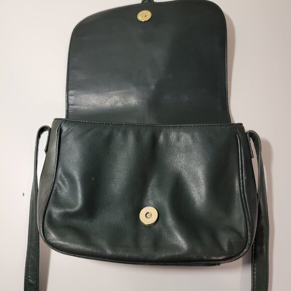 Vintage Talbots Dark Forest Green Cross-body Leather Purse - Picture 8 of 14